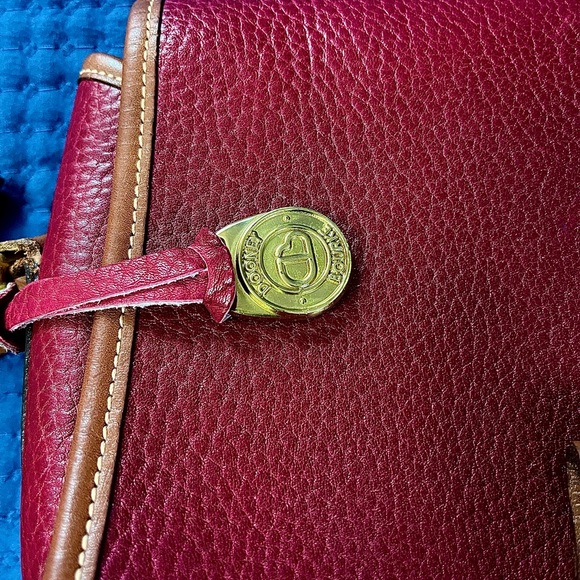 Dooney & Bourke Red and Brown Crossbody Bag with Saddle Shape - Picture 4 of 8
